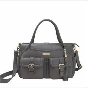 Lily Jade grey leather Elizabeth diaper bag